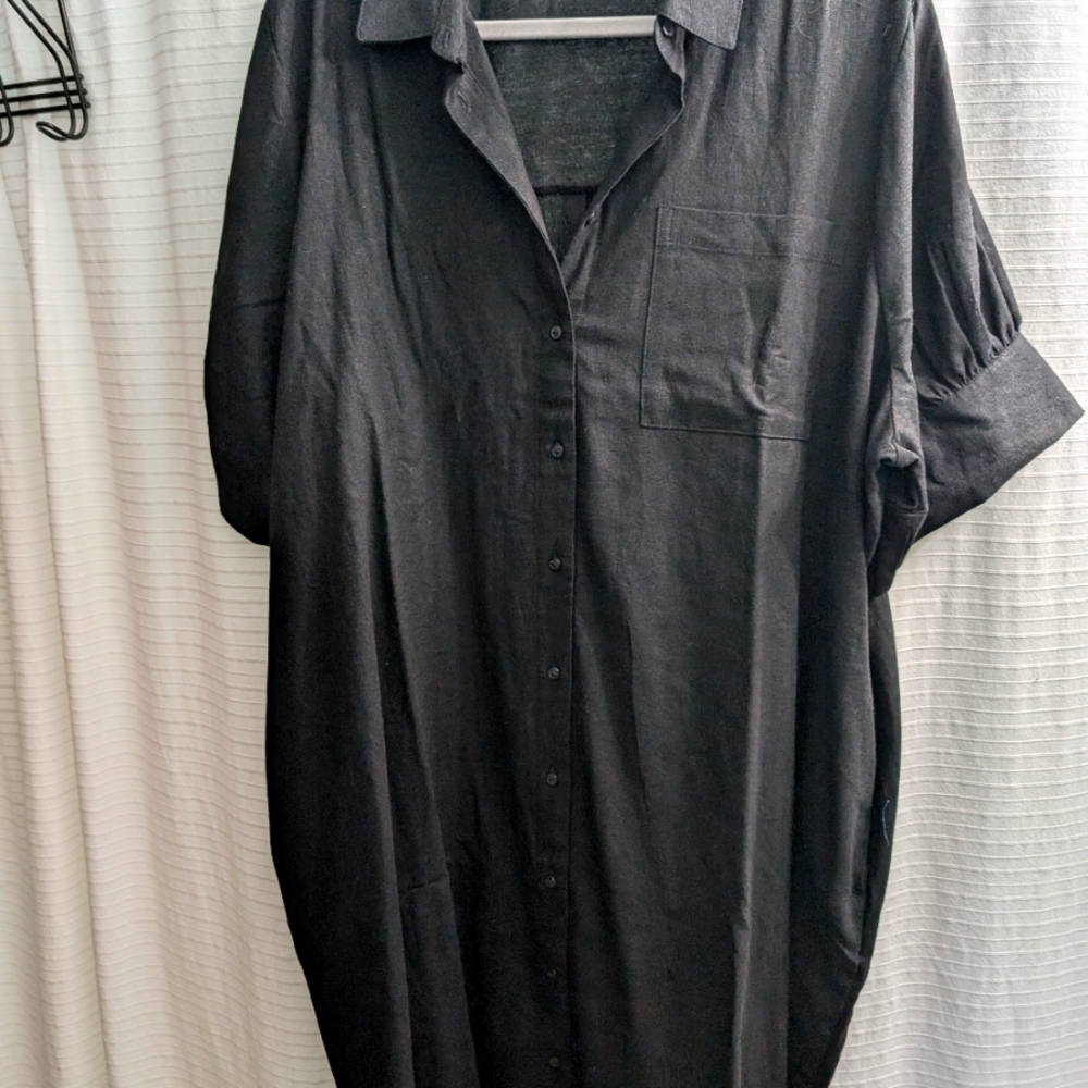 Old Navy linen-blend shirt dress, size XXL, black